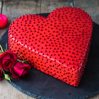 "Designer Heart shape red velvet cake - 1kg - Click here to View more details about this Product